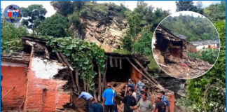 पहिरोले एक घर पुरियो, १० परिवार जोखिममा